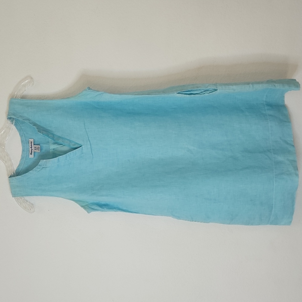 Tommy Bahama Linen Ocean Blue Medium Sleeveless Spring Summer Dress